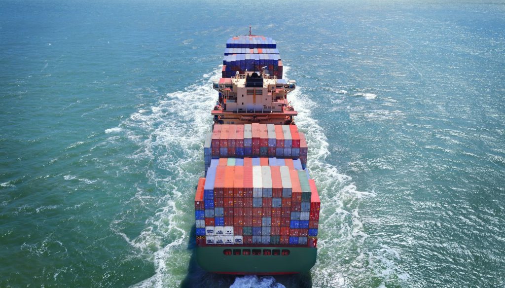 Container cargo ship at sea